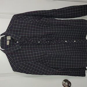 LL Bean Vintage Tartan Ruffle Blouse
